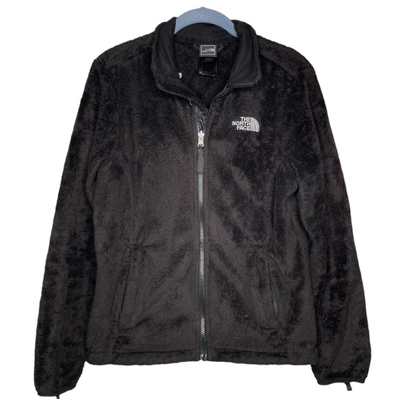The north face fuzzy jacket black zip up high pile fleece women’s size small - Picture 1 of 6